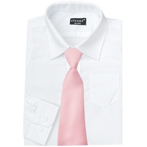 Boys White Formal Shirt & Pale Pink Tie